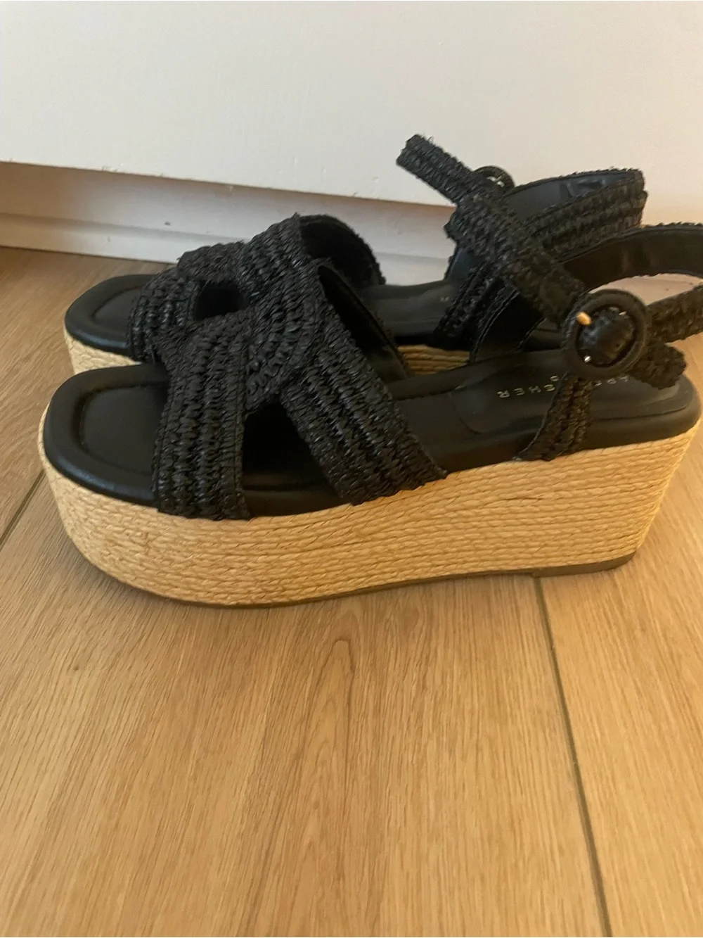Marc Fisher Black Braided Slingback Sandals